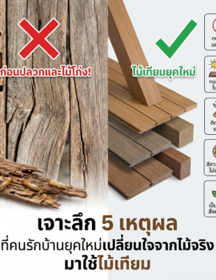 ลาก่อนปลวกและไม้โก่ง! เจาะลึก 5 เหตุผลที่คนรักบ้านยุคใหม่เปลี่ยนใจจากไม้จริง มาใช้ไม้เทียม