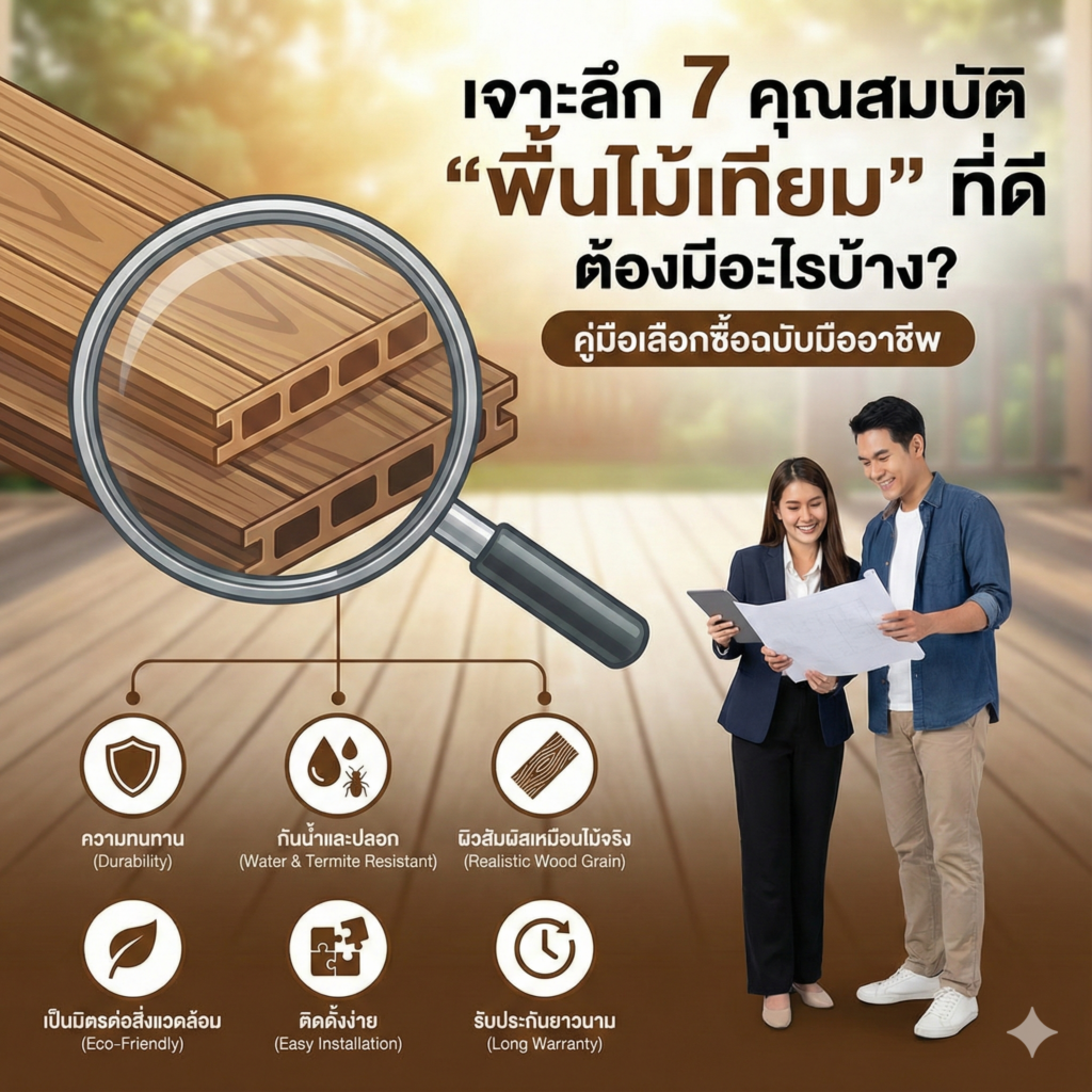 เจาะลึก 7 คุณสมบัติ พื้นไม้เทียม ที่ดี ต้องมีอะไรบ้าง คู่มือเลือกซื้อฉบับมืออาชีพ