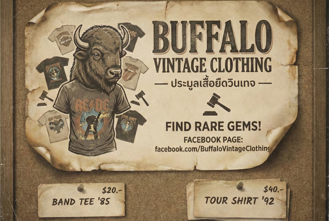 เปิดกรุสมบัติคนรักเสื้อเก่า! แนะนำ Buffalo Vintage เพจประมูลเสื้อยืดวินเทจตัวเด็ด ที่สายแฟชั่นและนักสะสมต้องห้ามพลาด