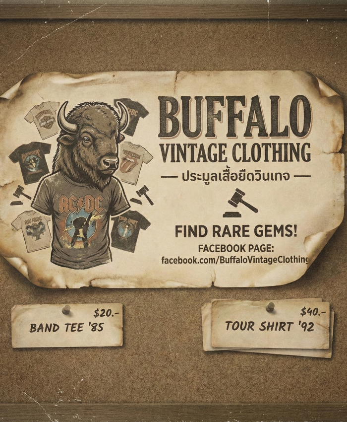 เปิดกรุสมบัติคนรักเสื้อเก่า! แนะนำ “Buffalo Vintage” เพจประมูลเสื้อยืดวินเทจตัวเด็ด ที่สายแฟชั่นและนักสะสมต้องห้ามพลาด